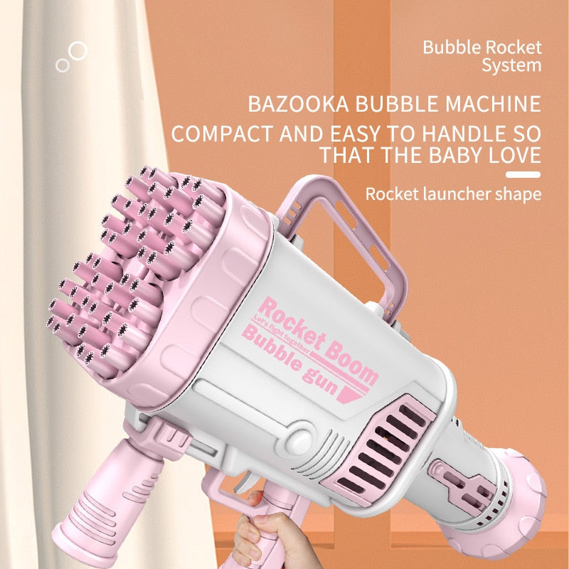 2021 Hot Kids Gatling Bubble Gun Toy 64-Hole Charging Electric.