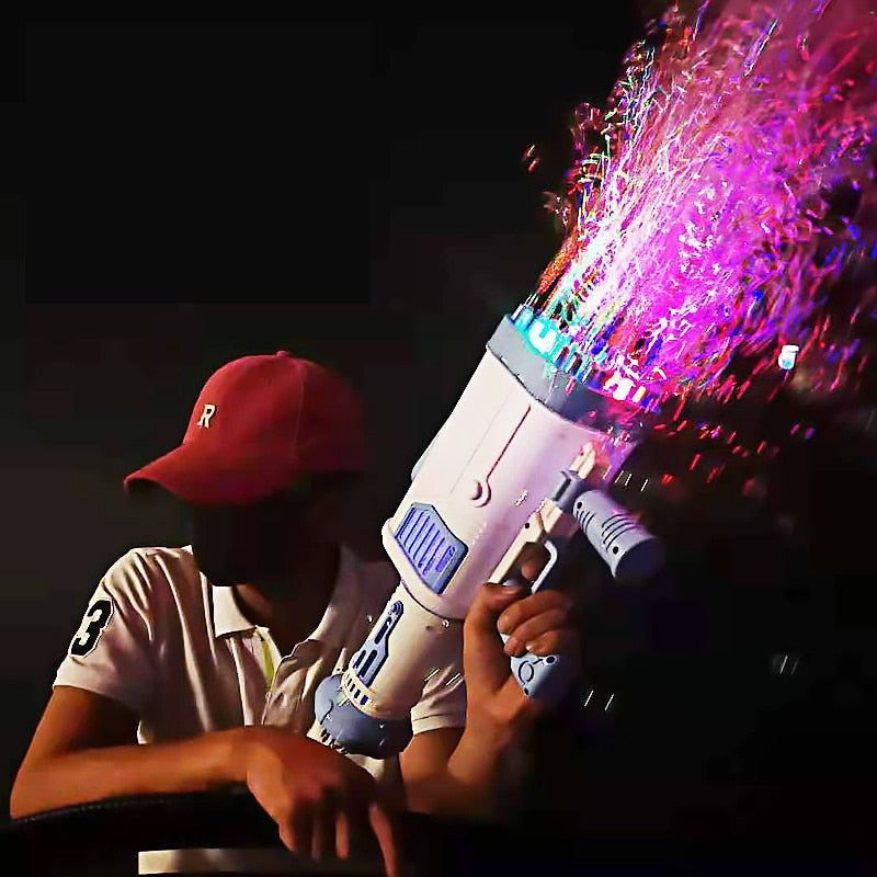 2021 Hot Kids Gatling Bubble Gun Toy 64-Hole Charging Electric.