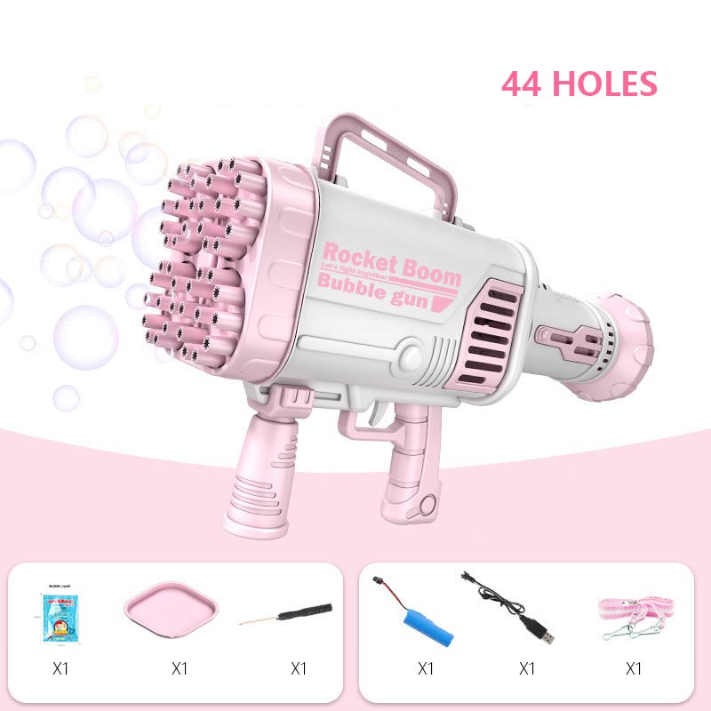 2021 Hot Kids Gatling Bubble Gun Toy 64-Hole Charging Electric.