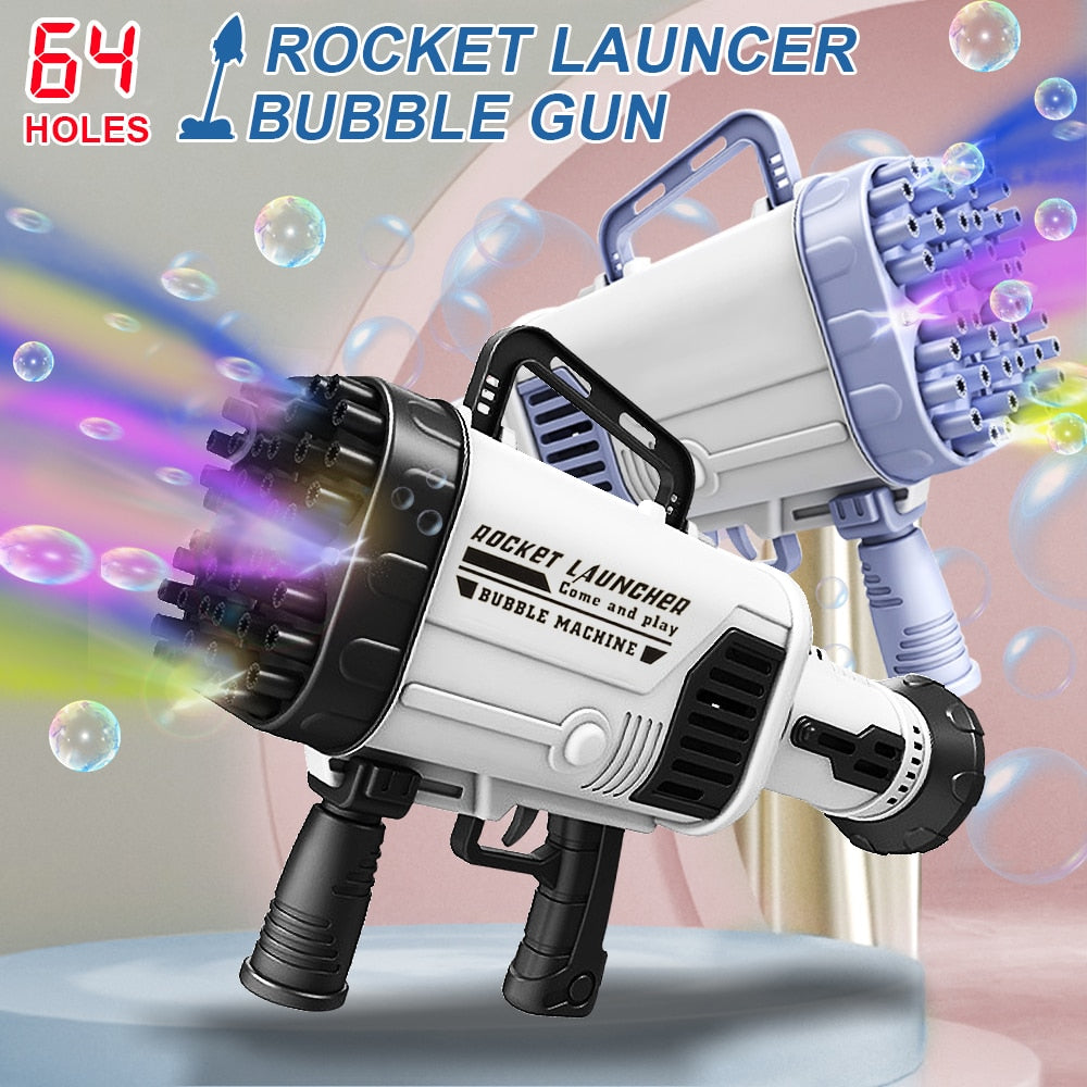 2021 Hot Kids Gatling Bubble Gun Toy 64-Hole Charging Electric.
